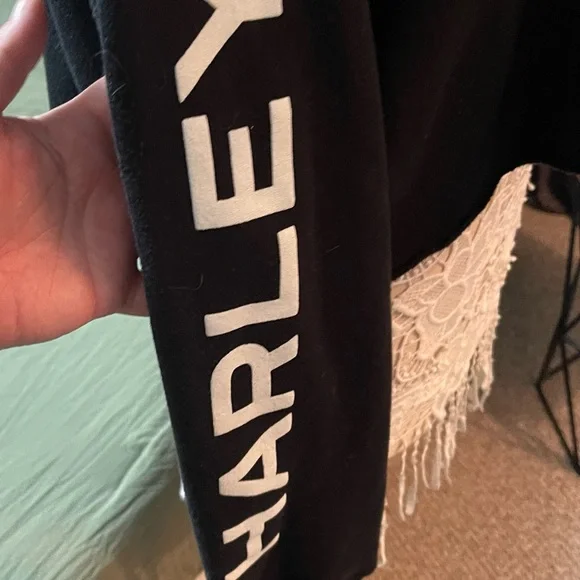 Harley Davidson Crop top Hoodie with orange Accent - Picture 2 of 5